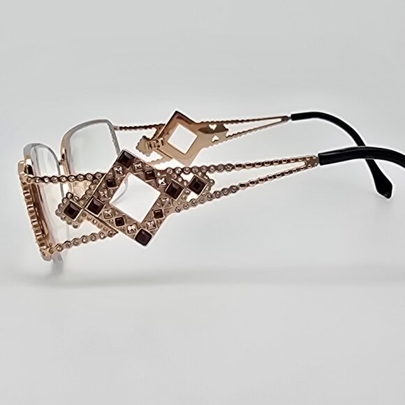 Caviar Champagne Series M5568 C.21 Gold w/ Swarovski Crystals Eyeglasses Frame - Picture 4 of 16